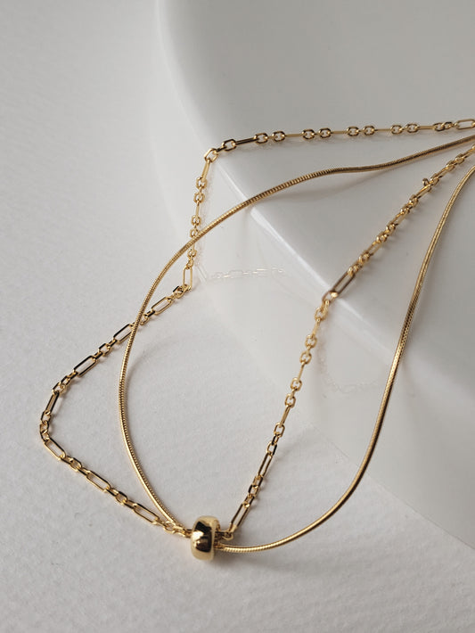 Two-Line Chain Ring Necklace