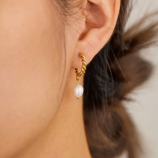 Pearl Twisted Drop Earrings