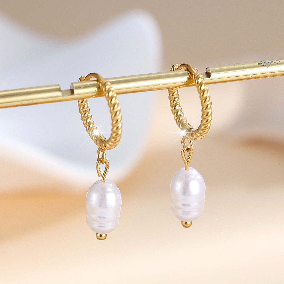 Pearl Twisted Drop Earrings