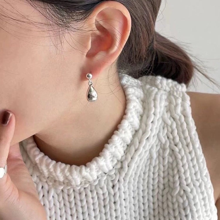 Teardrop Round Drop Earrings