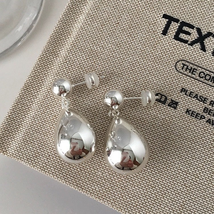 Teardrop Round Drop Earrings