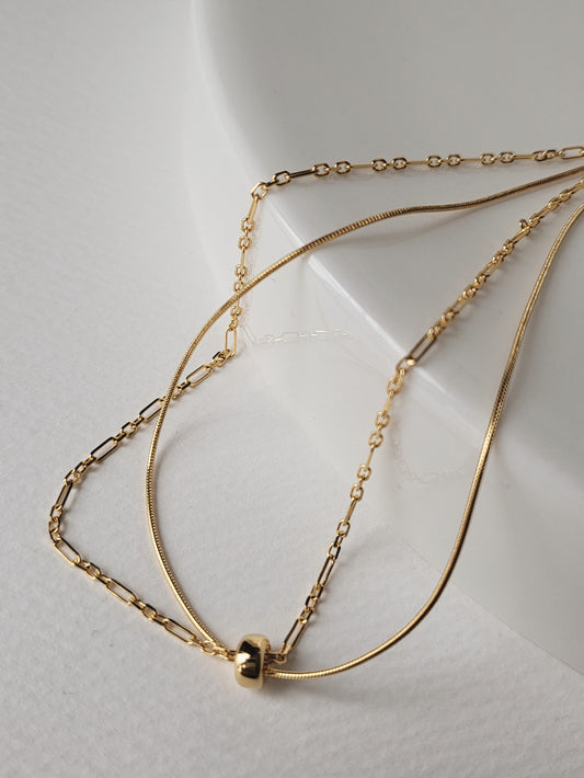 Two-Line Chain Ring Necklace