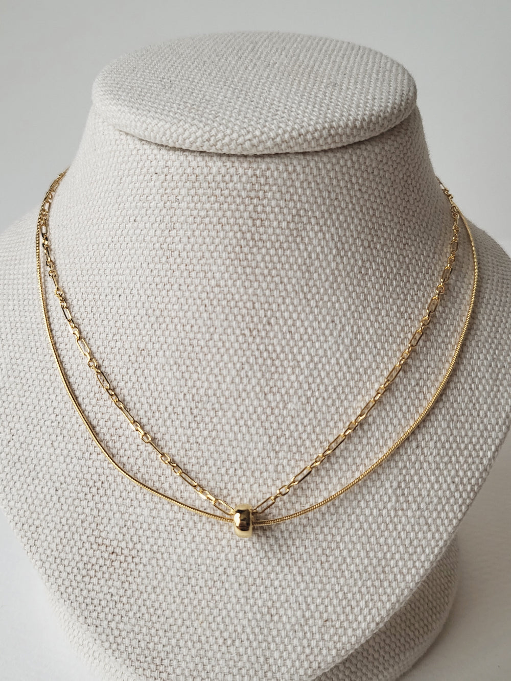 Two-Line Chain Ring Necklace