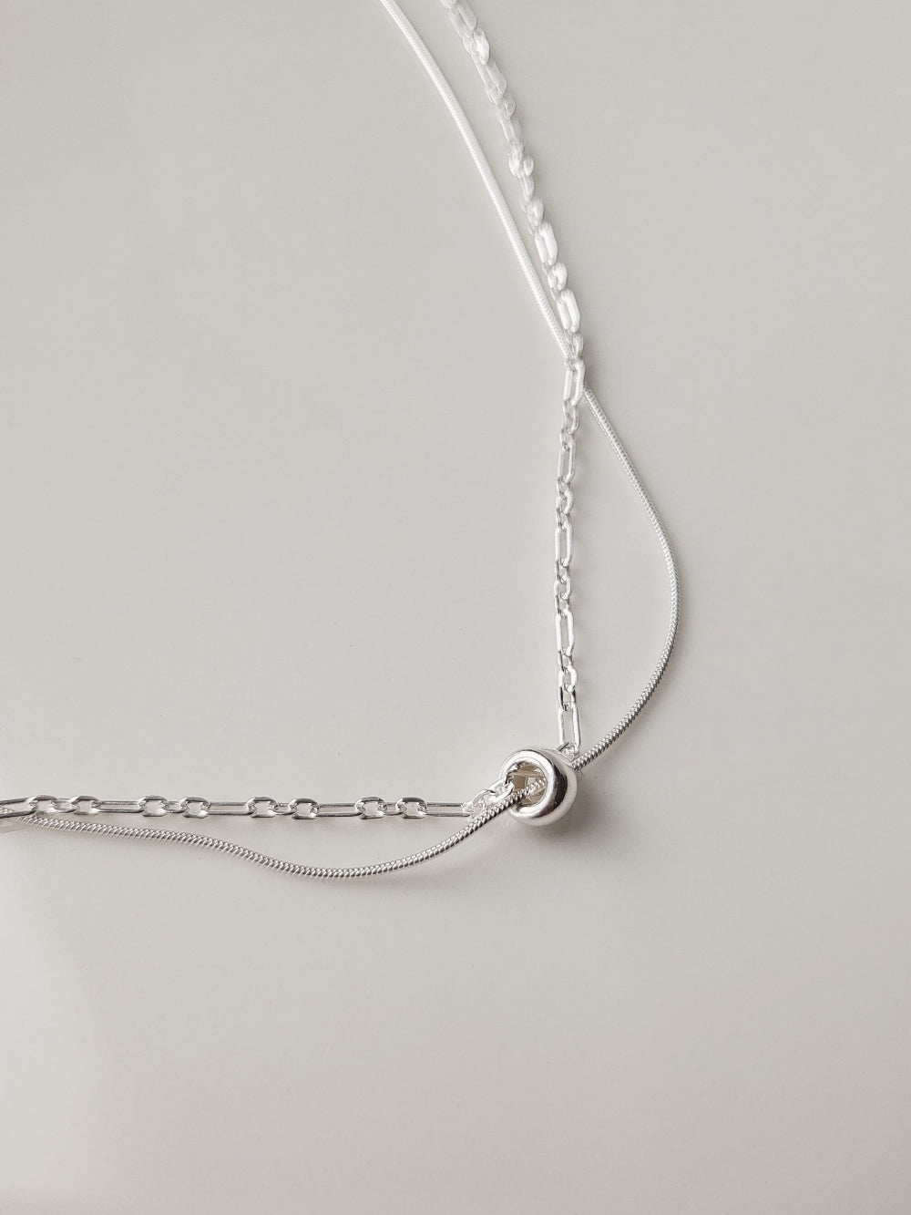 Two-Line Chain Ring Necklace