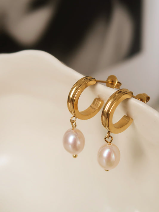 Pearl Huggie Earrings