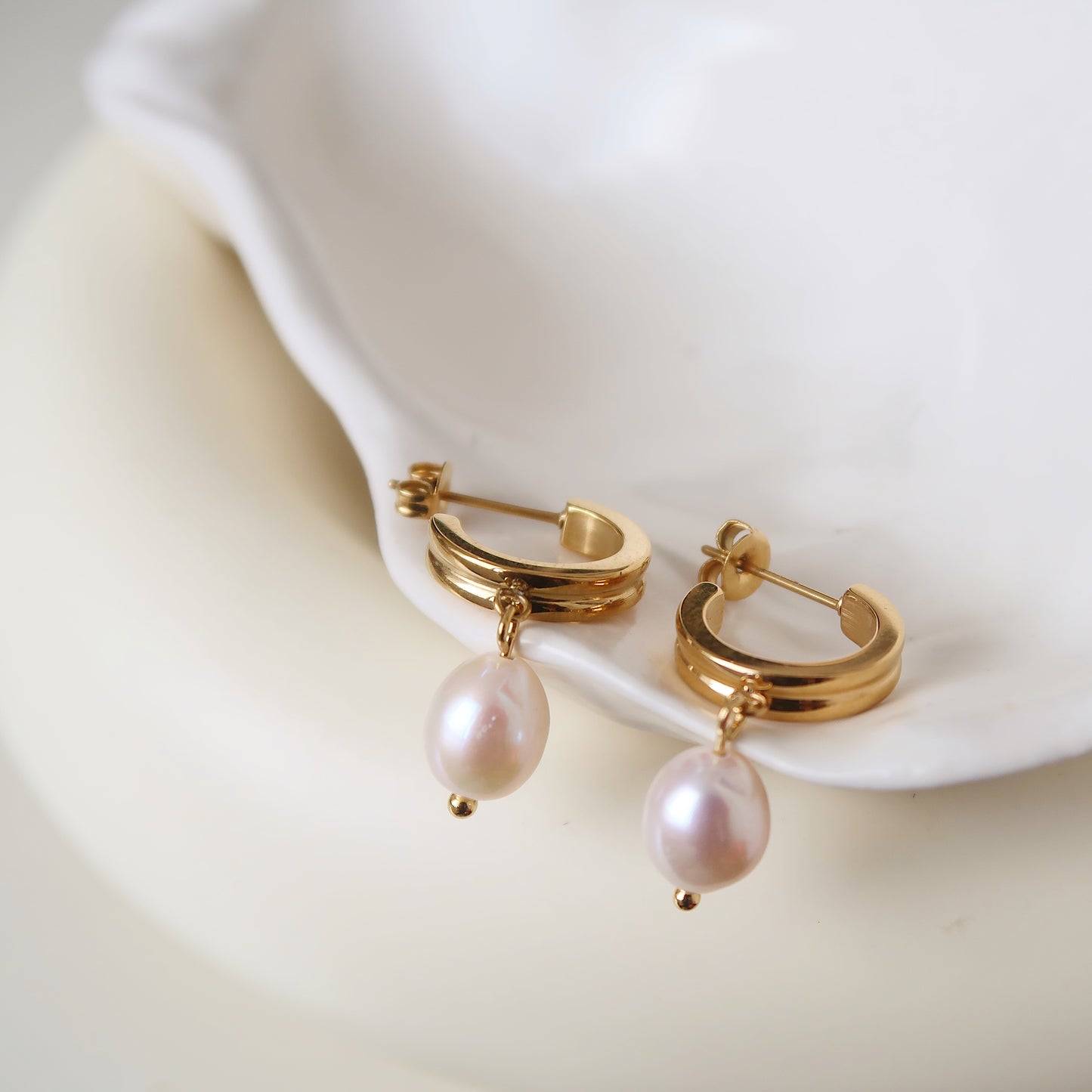 Pearl Huggie Earrings