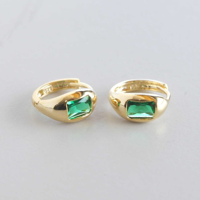 Emerald Hoop Earrings