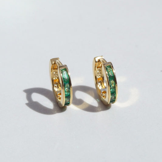 Emerald Mini Hoop Earrings